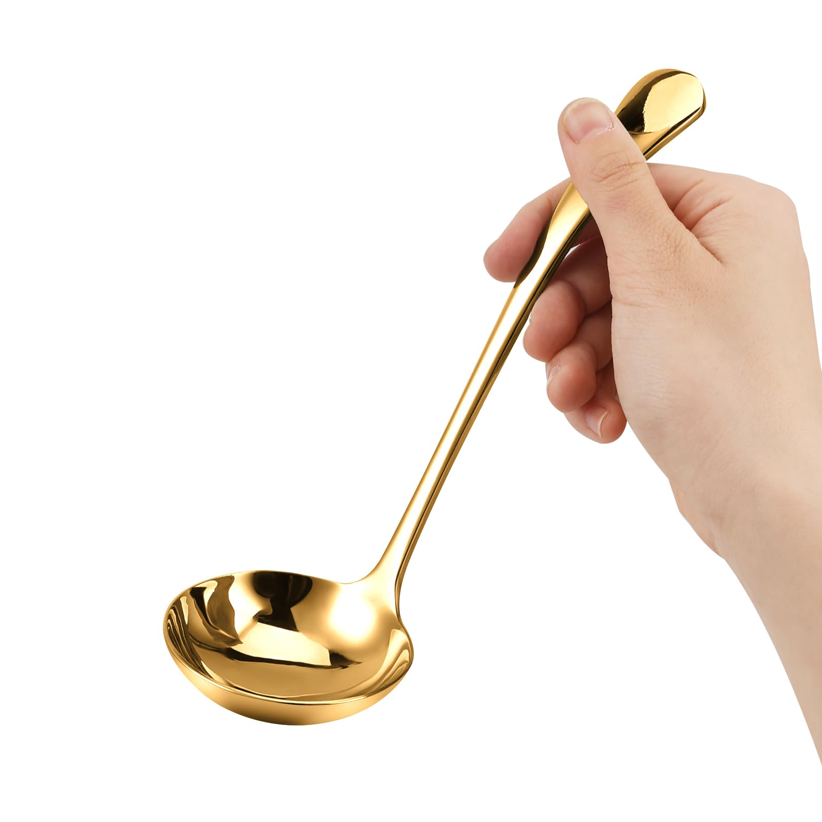 7.9 Inch Gold Small Gravy Soup Ladle - 18/10 Stainless Steel Sauce Ladle for Spooning Sauces or Gravies