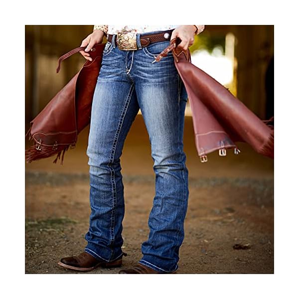 Ariat Female R.E.A.L. Mid Rise Stretch Whipstitch Boot Cut Jean Rainstorm 32