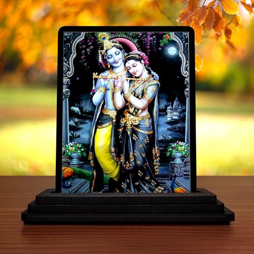 Image of Radha Krishna Car Dashboard Idol (1175) - Decorative Spiritual Figurine for Home, Office Desk, Temple & Gifting | Auspicious Hindu God Showpiece | Premium Resin Idol