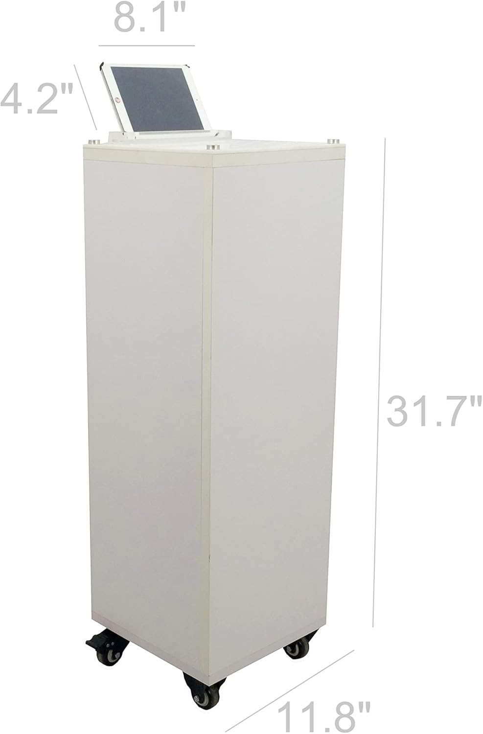 FixtureDisplays® Mobile Floor Display for Rings, White Rack Stand, Anti-Theft Ring Organizer with Wheels & Sign Holder Make to Order Allow 3 Months 11054