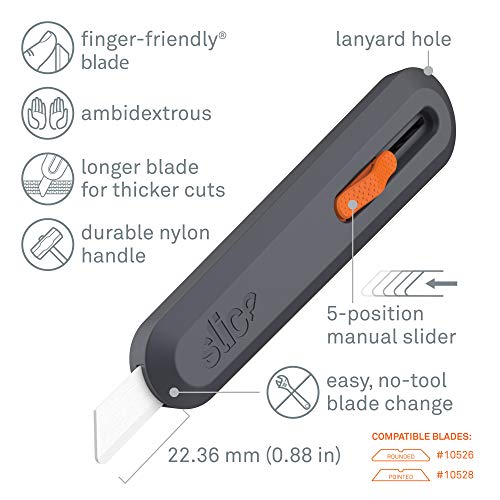 Image of Slice 10550 5 Position Manual Locking Blade Safe Ceramic Blade Utility Knife (1 Pack), Orange