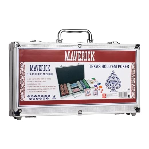 Maverick Mallette de Poker de 300 jetons + 2 Jeux de 54 Cartes + 5 dés - Règles du Texas Hold'em incluses