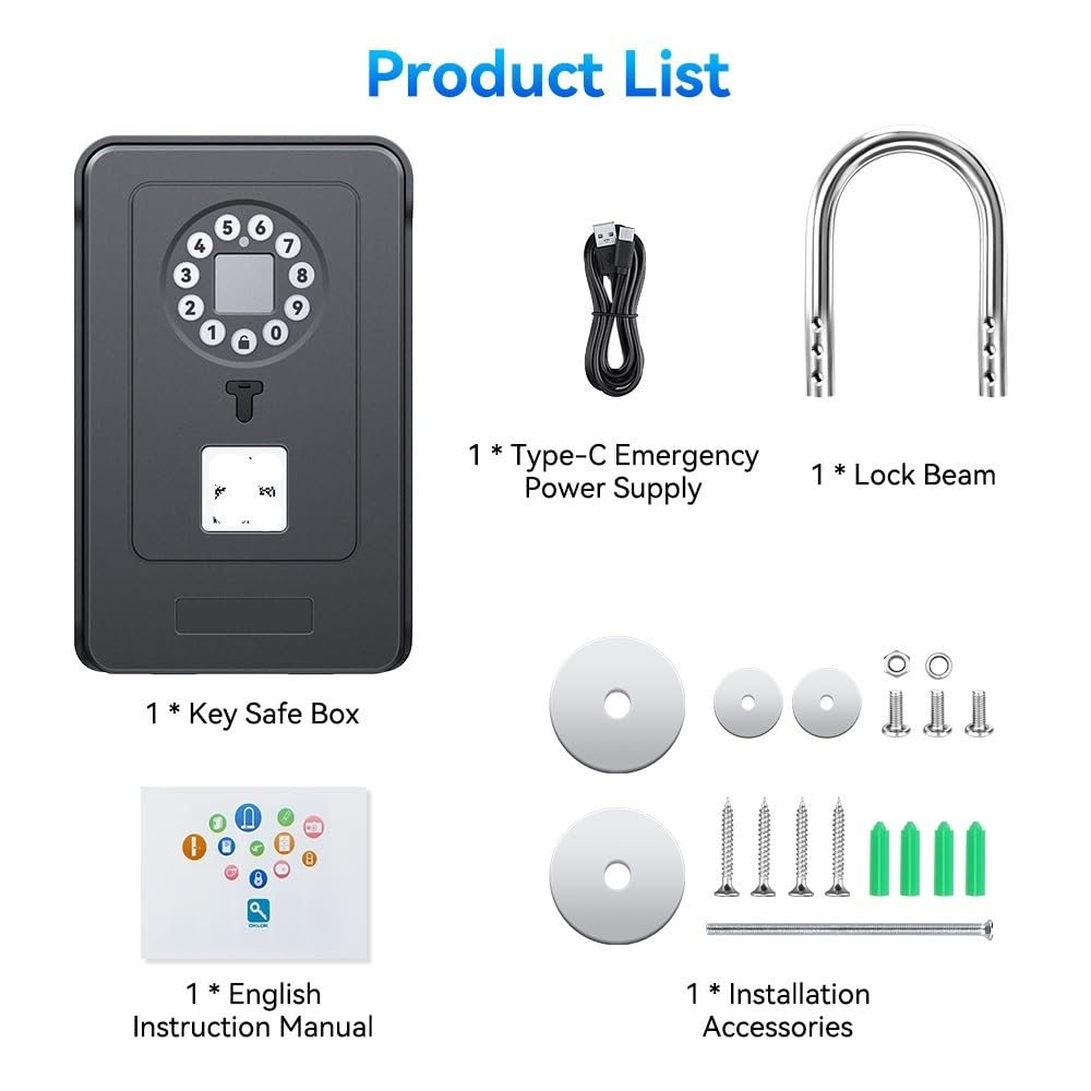 Boite a Clefs Securisee Exterieur, Boîte De Rangement Intelligente For Clés À Empreintes Digitales Boîte De Rangement De Mot De Passe Sans Fil Bluetooth Coffre-fort De Sécurité Antivol ,Coffre Fort Di