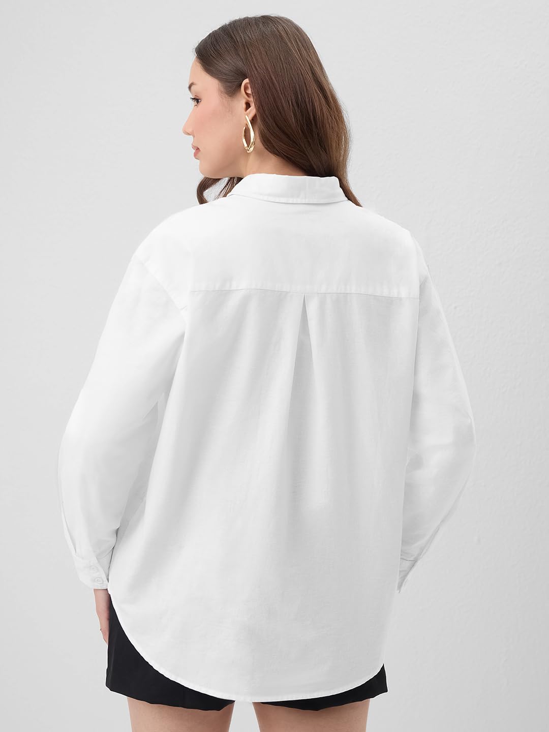 The Souled Store Camicia in cotone e lino: Sea-Life da donna e ragazza, maniche lunghe, colletto spalmato sul davanti, con bottoni sul davanti, vestibilità oversize, leggera, estiva, casual
