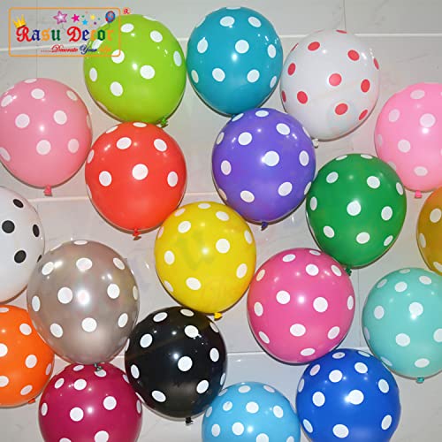 Image of RasuDecor 10 Pieces 12 inch Polka Dot Latex Balloon Mix Color with White Dot Balloons, 12 Inch Latex Polka Dots Balloons for Kids Women Men Birthday Easter Engagement Wedding, Halloween Party Supplies Decor #RasuImpex (10Pcs 12 inchPolkaDotMixColor)