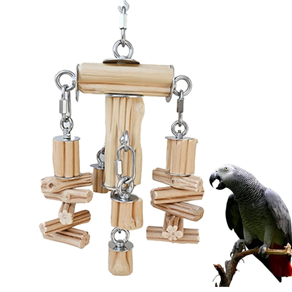 YdingYshengL Large Parrot Toys,Large Bird Toys for Macaws, African Grey, Amazon Parrots Bird Gifts,Natural Hardwood Hanging,Parrot Chew Toy