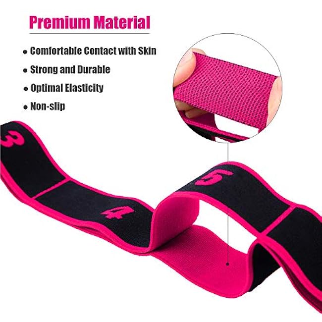 Yoga Strap 8 Loops Yoga Stretch Strap Exercise Elactic Band for Stretching, Physical Therapy, Pilates, Dance and Gymnastics
