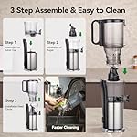 Juicer Machines,ORMEO HOME Cold Press Juicer with 5.0" Large Feed Chute,200W Slow Masticating Juicer Machine for Whole Fruit and Vegetables High Juice Yield,Easy to Clean(Updated) - Image 5