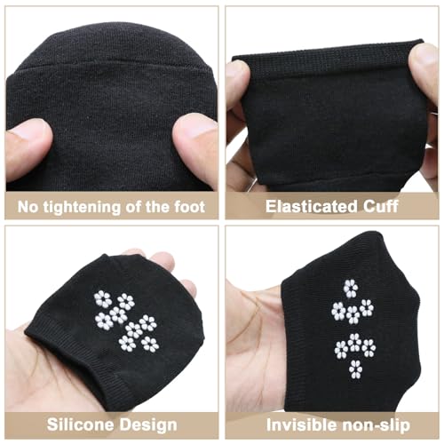 Image of 8 Pairs Half Socks for Women, No Show Toe Topper Socks Women, Toe Topper Socks Women, No Show Toe Covers, Non-Skid Socks Women with Grip. Versatile for Multiple Shoes (Black,Skin)