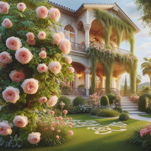 Image of 35+ SEEDS- Pink JULIET Climbing Rose Flower Hybrid Seeds For Planting. Grow Year Round.