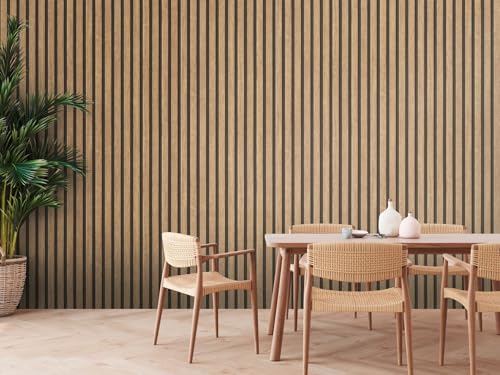 TAPETE LIVING Vliestapete Holzoptik 3D Holzpaneele Braun Beige Moderne skandinavische Wandpaneele Lamellenwand Naturholz