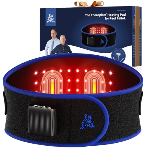 BOB AND BRAD ThermoRed Heating Pad Belt Massager for Lower Back Support FSA Cordless Wearable Near Infrared Heat & Red Light Lumbar Back Wrap with Adjustable Vibration HSA Eligible Gift for Family