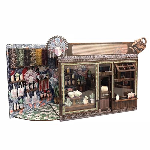 ミニチュアハウス ドールハウス ブックヌック キット 木製 DIY 立体 趣味 装飾 手作り 中英語 Milk Tea Shop（中華風ミルクティーハウス）の商品画像（Amazon）