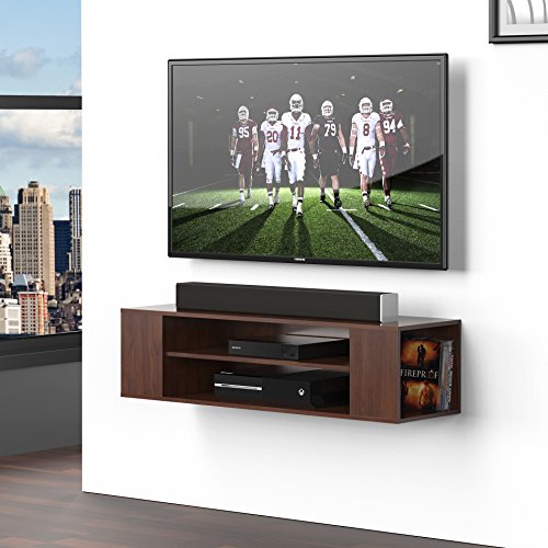 FITUEYES Floating TV Stands Wall Mounted Media Console Entertainment Center Storage Component Shelves Walnut