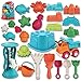 JOYIN - Set di 25 giocattoli da spiaggia con borsa a rete, con secchiello, auto, palette, rastrelli, annaffiatoio, stampi per bambini, per l'estate all'aperto e la spiaggia