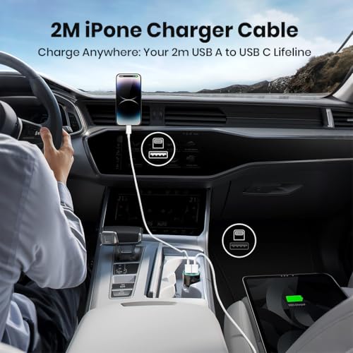 Image of Verilux 18W USB A to Lighting Fast Charging Cable With 480Mbps High-Speed Data Transfer, 2M /6.6FT Lighting Cable Nylon Braided Compatible with iPhone 14 /14 Pro /14 Pro Max /13 /12 /11 /XR /XS /X /8 S