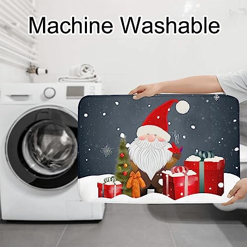 Merry Christmas Zwerg Geschenke Winter Schneeflocke Badteppiche 3-teiliges Set Badezimmermatten + U-förmiger WC-Vorleger + WC-Deckelbezug rutschfeste Flanellteppiche – Bild 8