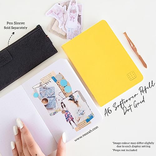 Image of NEORAH -A6 Dotgrid Notebook SOFT COVER Organiser REFILL|Dotted notebook Journal | 110 GSM |160 pages (Size 14.8 cm x 10.5 cm) Planner Journaling Writing Note Taking Diary,Travellers journal - YELLOW