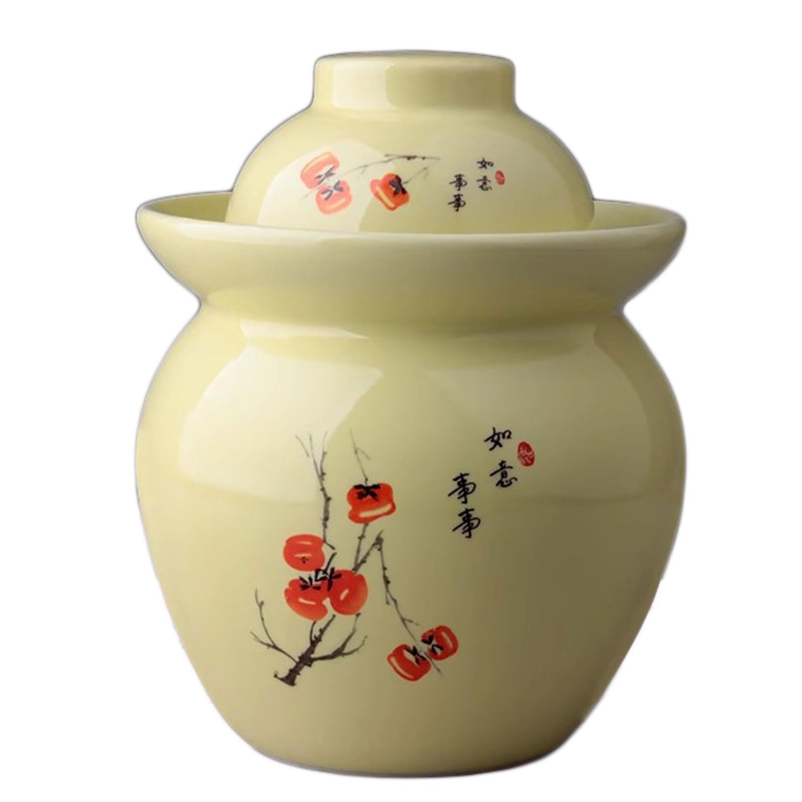 Vaso per sottaceti in ceramica, Barattolo for sottaceti in porcellana cinese tradizionale dipinto a mano, pentola for la fermentazione in ceramica, barattolo for la fermentazione con coperchio gorgogl