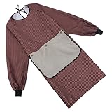 PLAFOPE Delantal de Poliéster para Trabajo, Ajustable con Múltiples Bolsillos, Protección contra Agua y Aceite, Tamaño Medio, Color Café a Rayas, Adecuado para Cocina y Servicio