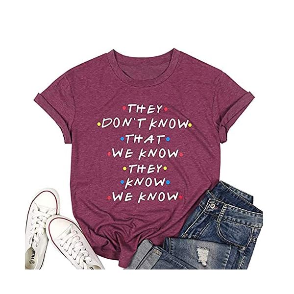 Friends-Shirt-They-Dont-Know-T-Shirt-for-Women-Letters-Print-Friends-TV-Show-Graphic-Tees-Funny-Saying-Tops Cute Tops for Women Friends Shirt They Don't Know T-Shirt for Women Letters Print Friends TV Show Graphic Tees Trendy Funny Shirts Red