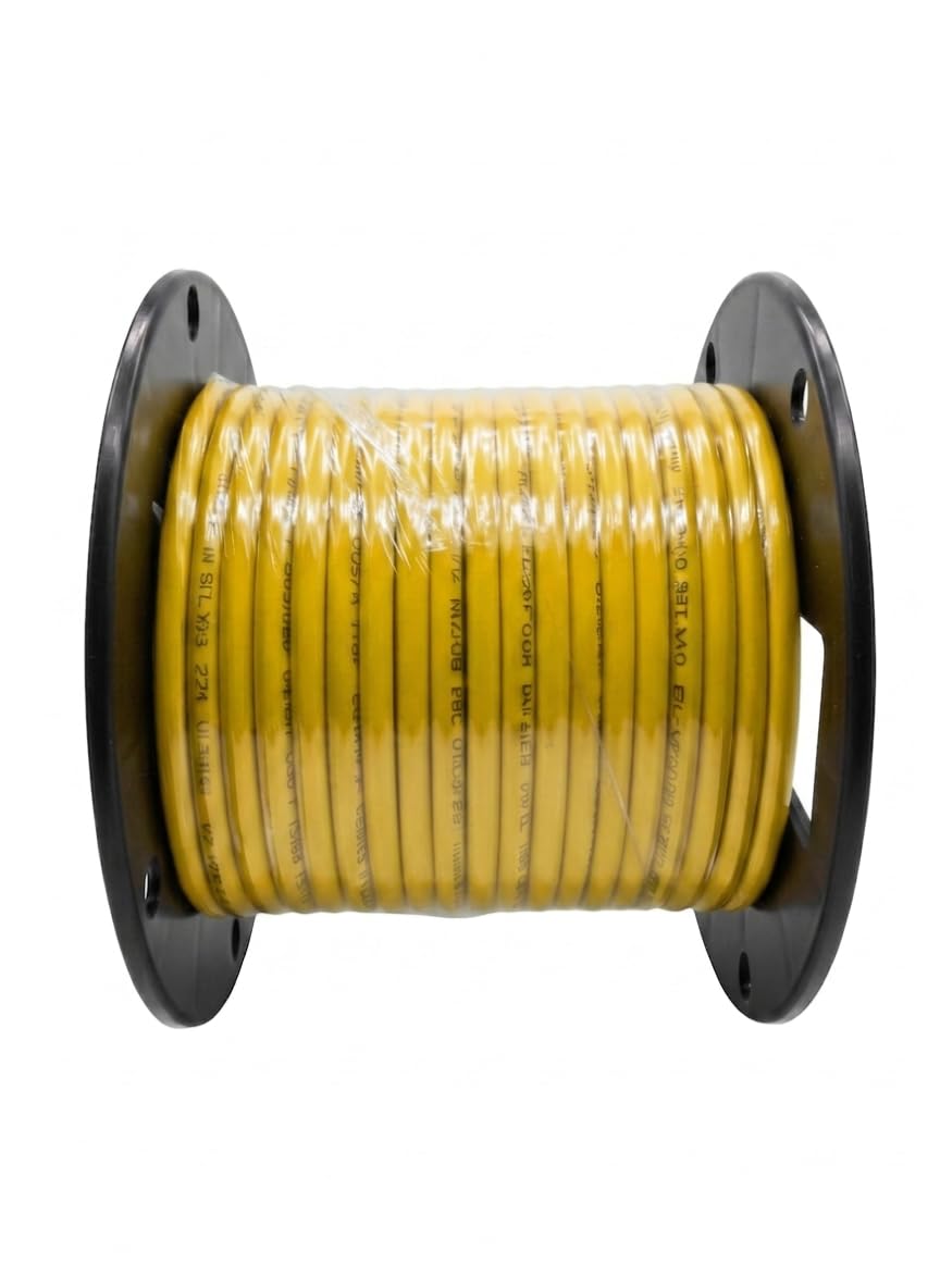 AiCat Cat5e Ethernet Cable 100ft Riser CMR - Insulated Solid Bare Copper Wire, PoE++(4PPoE) Cat5e Cable FastReel, 24 AWG, ETL & UL Listed - 350MHZ/Gigabit Speed, Unshielded UTP Network Cable- Yellow