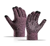 iEasey Anti-Rutsch Kinder Touchscreen Winterhandschuhe 6-12 Jahre Strick Fingerhandschuhe Mädchen Jungen Thermisch Warme Handschuh Kaltes Wetter Plüsch Gefüttert Isolierte Fäustlinge