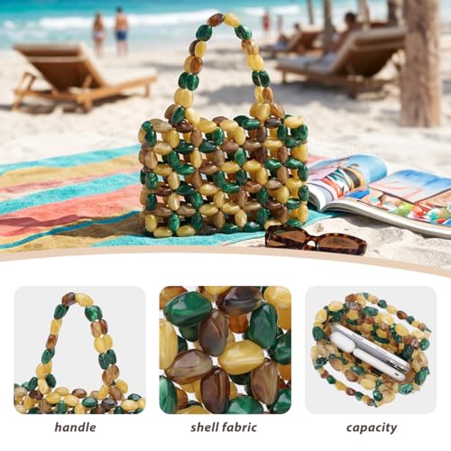 Bolso tote tejido con cuentas para mujer miniatura 5