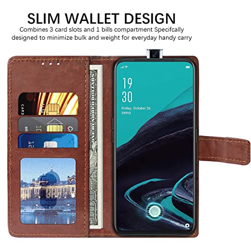 Image of Amazon Brand-Solimo Flip Leather Mobile Cover (Soft, Flexible & Kickstand Back case) Compatible for Oppo Reno2 F (Brown)