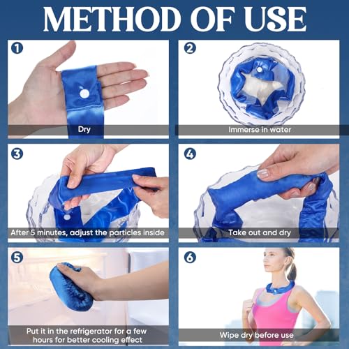 Image of Cozypower 6 Pcs Cooling Neck Wraps with Button Cooling Bandana Neck Cooler Scarf for Hot Weather Ice Neck Wrap Summer Outdoor