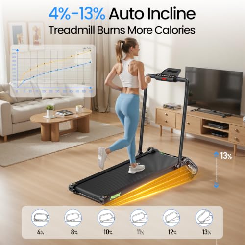 Image of FINEHORSE Walking Pad 13% Auto Incline, Desk Treadmill for Home, 330LBS
