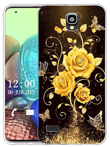 Sunrive Cover compatibile con Huawei Y560/Huawei Y5, Custodia Case in molle Trasparente silicone Morbida Flessibile Antigraffio protettiva back custodie(X Farfalla & Rosa 1)