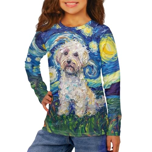 Image of WELLFLYHOM Long Sleeve T-Shirt for Boys Girls 3-16 Years Old Tee Tops Crewneck Pullover Shirts Fall Outfits
