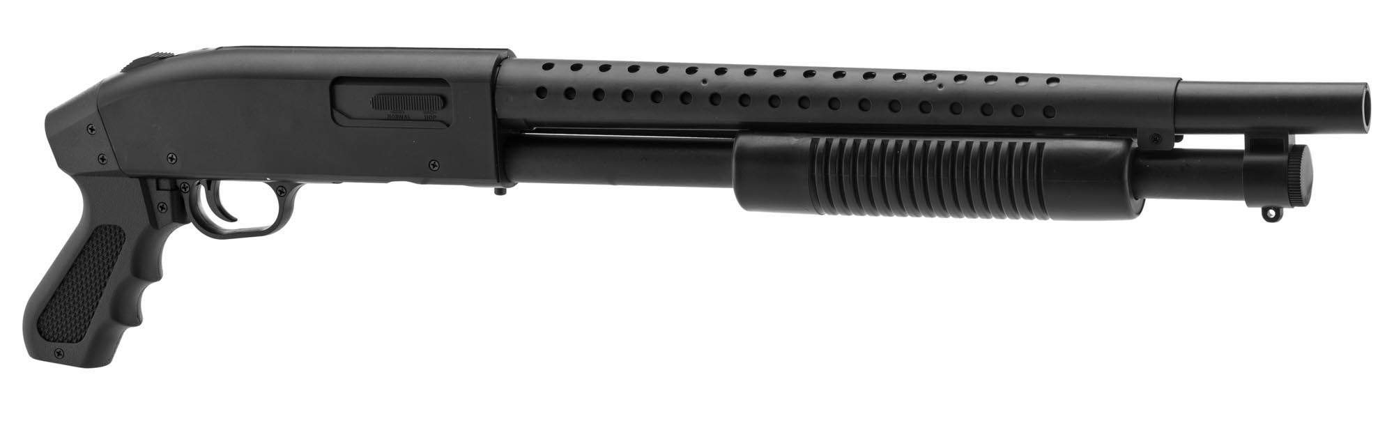 Cybergun Pacchetto Completo con Accessori - Fucile da Caccia con Pompa Softair, a Molla, 0,5 Joule, Colore Nero, Ricarica Manuale