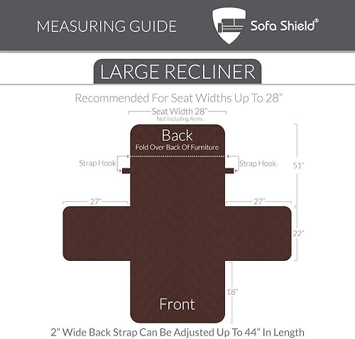 Miniatura 2 de Sofa Shield Protectores de muebles reclinables y tumbonas, ambos en chocolatebeige, reclinable para asiento de hasta 28 pulgadas, tumbona para