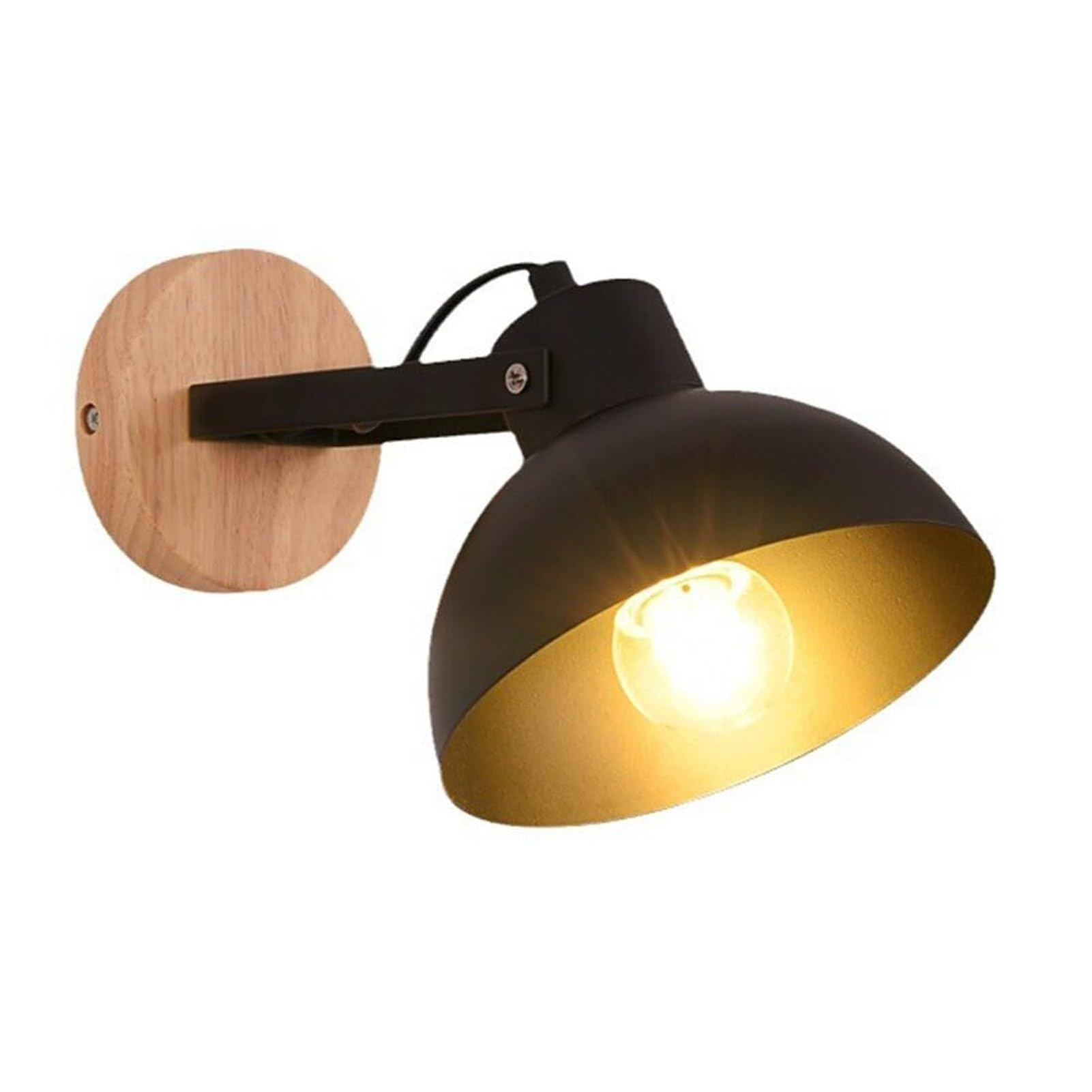 HUAYUSEDF Simple Nordic Iron Bell Up Down Adjustable Wall Sconce for Bedroom Kitchen Living Room Hallway Bookcase(Black)