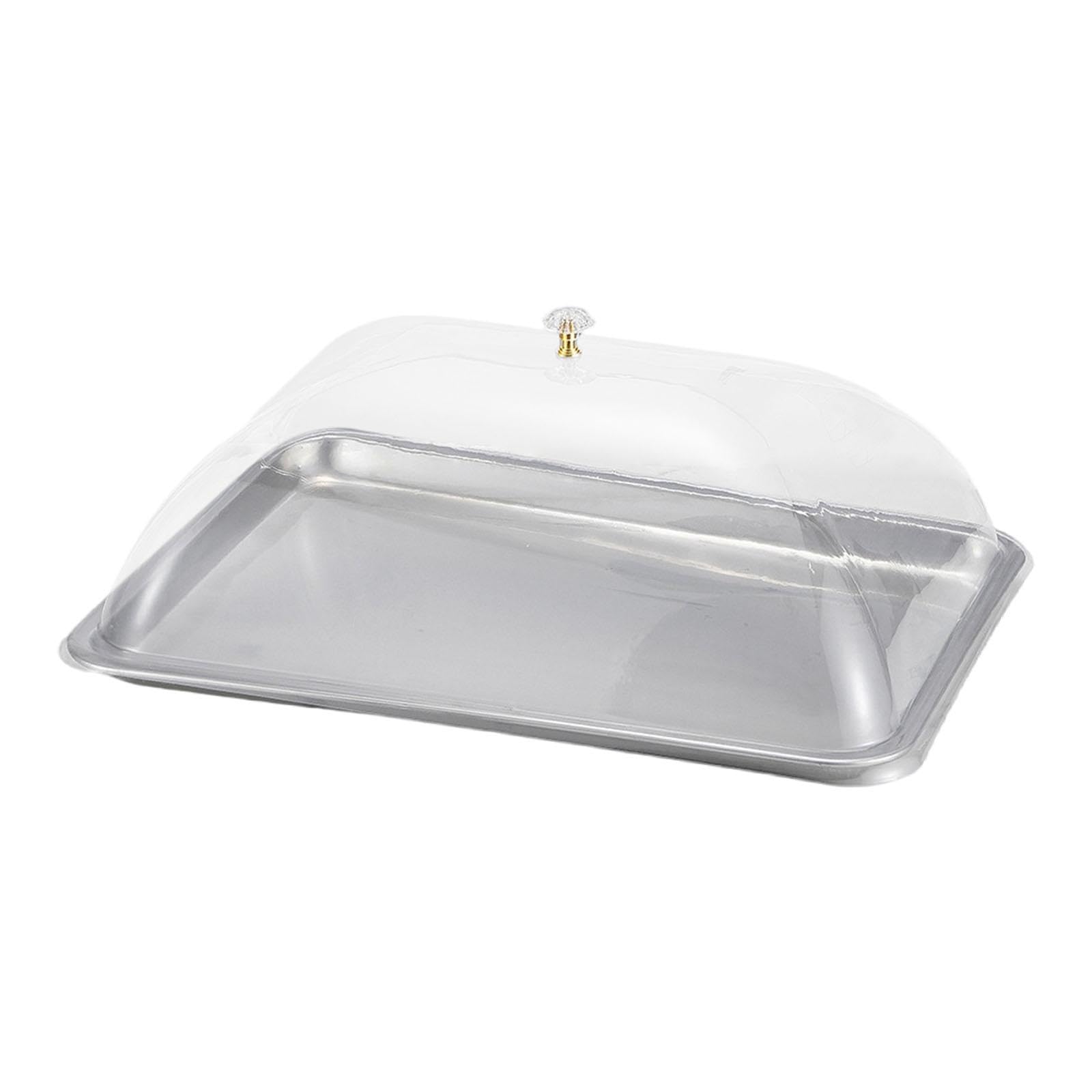 Plateau de service rectangulaire en acier inoxydable avec couvercle 45x35cm pour cuisine et buffets