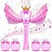 EagleStone Princess Bubble Wand for Kids Girls with LED Lights & Music, Fairy Bubble Machine Toy with 4 Bubble Solutions, Outdoor Bubble Toys for Toddlers Aged 3 4 5 6 7 8, Birthday Gift for Girls
