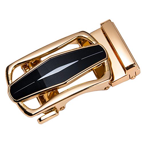 Image of Dubulle Designer Men's Belts, Ratchet Leather Sliding Buckle Dress Belt | 1 3 /8 inch(3.5cm) Genuine Leather Adjustable Strap, Automatic Ratcheting Buckles, Gift‑Boxed, Trim to Fit, for Business Casual