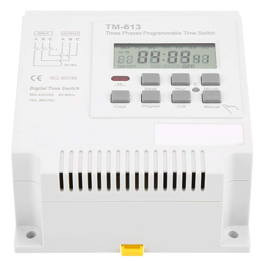 Nikou Interruptor Temporizador - Interruptor Temporizador Relé de Tiempo TM-163 Tres Fases Tiempo Digital Inteligente Relé semanal Control programable Potencia 380V / 50-60Hz 16A