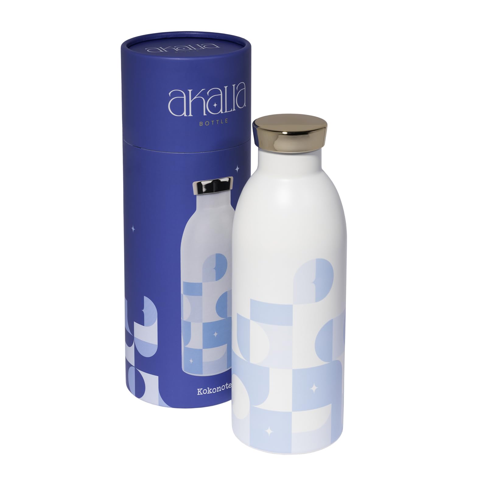 Kokonote Akalia Metal Water Bottle 500Ml / 17Oz - | Hot And Cold Water Bottle Stainless Steel, Cute Travel Bottles Gym | Cute Gifts Under 20 Pounds