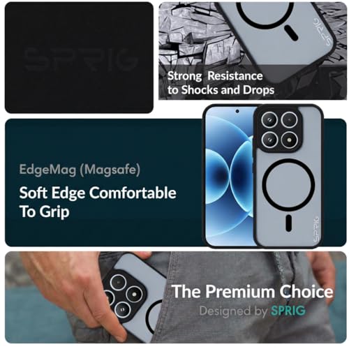 Image of SPRIG Compatible with Mi 17 Premium EdgeMag Back Cover Drop Tested Shock Proof Mobile Case for Men, Women, Boys and Girls with Camera Protection (Black Transparent)