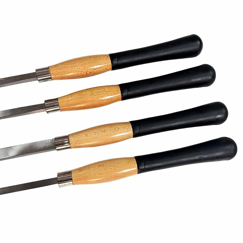 Outils de Tournage pour Le Travail Du Bois, Couteau à Découper Le Bois, Manchon en Caoutchouc Anti-Vibration, Manche en Hêtre étendu, Lame en Carbure 3 Pièces
