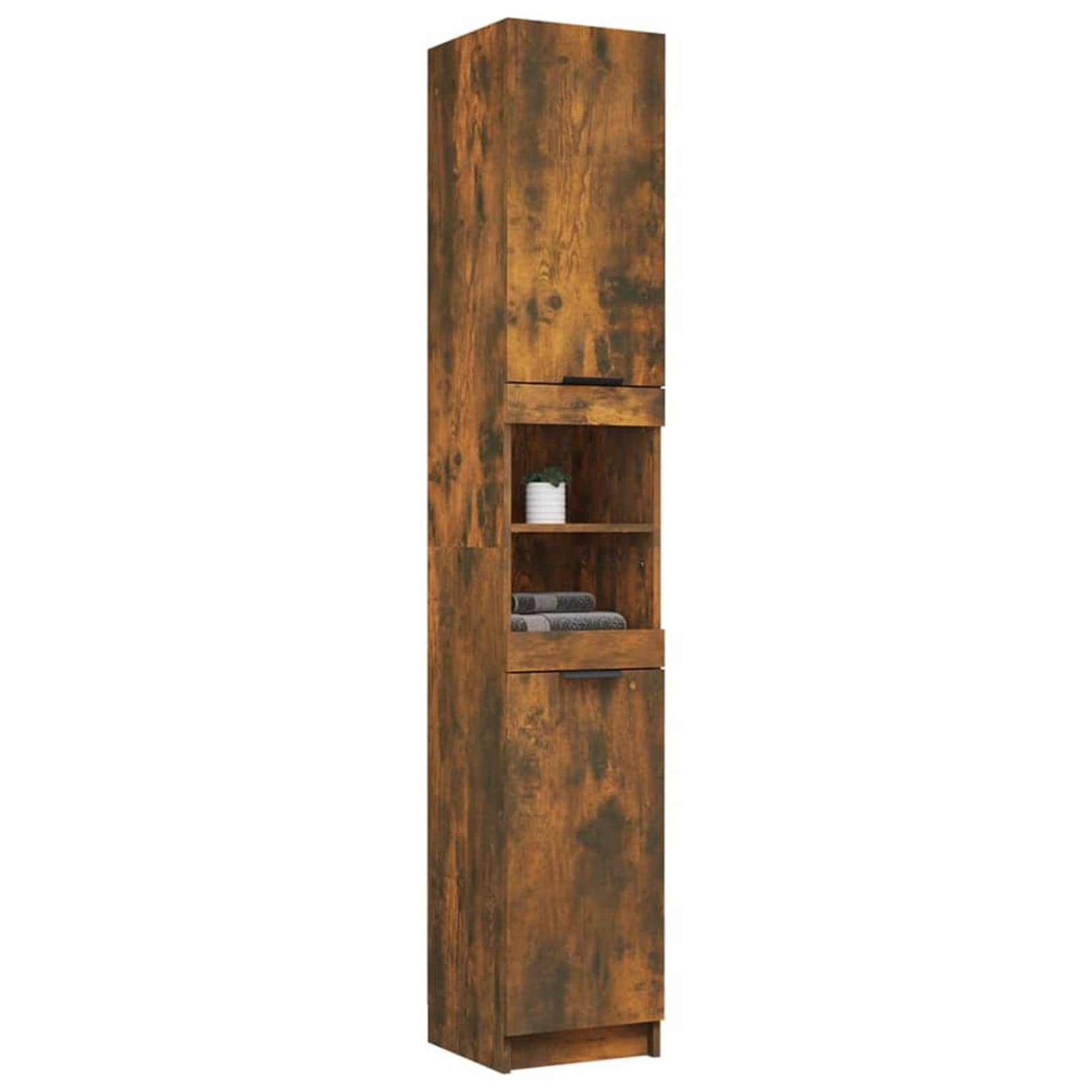 Armario de Baño, Muebles De Baño, Mueble Baño Auxiliar, Columna Baño, Auxiliares para Baños, Mueble Alto Baño,contrachapada Roble Ahumado 32x34x188,5 cm