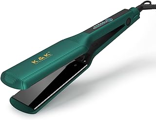 K&K 2.24 Inch Extra Wide Plate Hair Straighteners, Nano Ceramic Tourmaline Coating Plate, Titanium Smooth Flat Iron for Women Keratin Treatment, 5-Speed Temperature Control, 232 C, UK Plug