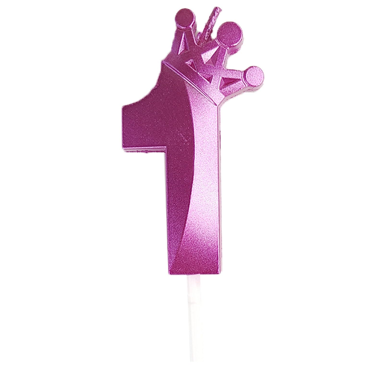 Number Birthday Candle 3D Crown Designed Happy Birthday Candles Anniversaries Purple Fondant 1 Pound (PP2, One Size)