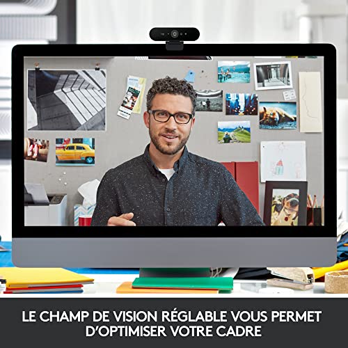Logitech Brio Ultra 4k HD Pro Webcam, Streaming Rapide 1080p/60ips, Champs de Vision Réglable, Zoom X5, Compatible avec Skype, WebEx, Cisco Jabber, Zoom, Windows Hello, PC/Mac/Portable/Chrome