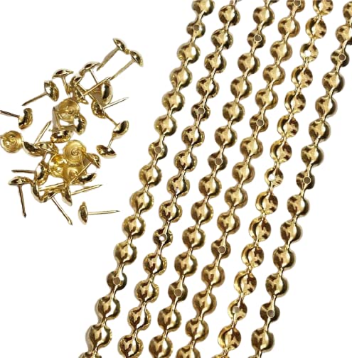 Pack of 5 Meter with 90 Stud Pins Premium Glossy Gold 10 mm Furniture Nails Stripes Pins Sofa Rivet Pins Craft Thumbtack Track,Durable Daisy Upholstery Tacks Nails Sofa Door Furniture Decor.-image-22