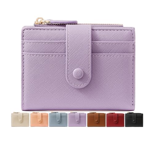 Wallet Women RFID Blocking Small Compact Bifold Pocket Wallet Ladies Mini Purse with ID Window (Purple)