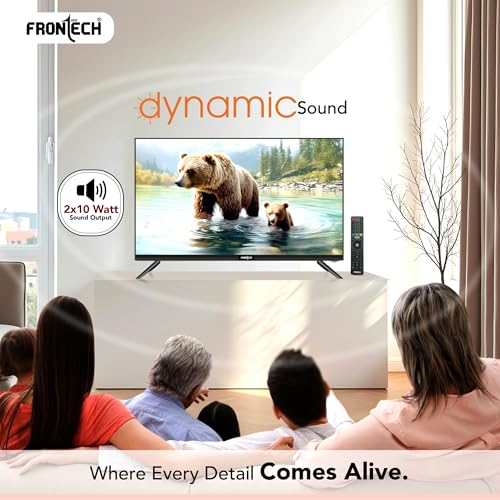 Image of FRONTECH 60.96 cm (24 inch) HD LED TV | 1366x768 Resolution | 20W Sound Output | Multiple Ports | Black Glossy Finish (TV-0021)